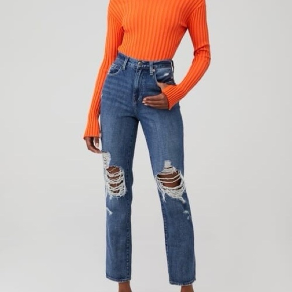 Pistola Presley High Rise Relaxed Roller Distressed Denim Jeans Size 27